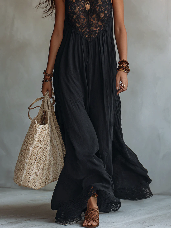 Ebonelle | Nero Boho Pizzo Abito