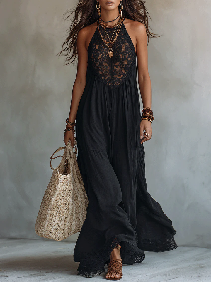 Ebonelle | Nero Boho Pizzo Abito