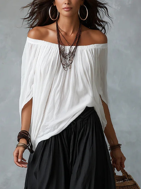Ivorette | Bianco Spalle Scoperte Pantaloni Completo