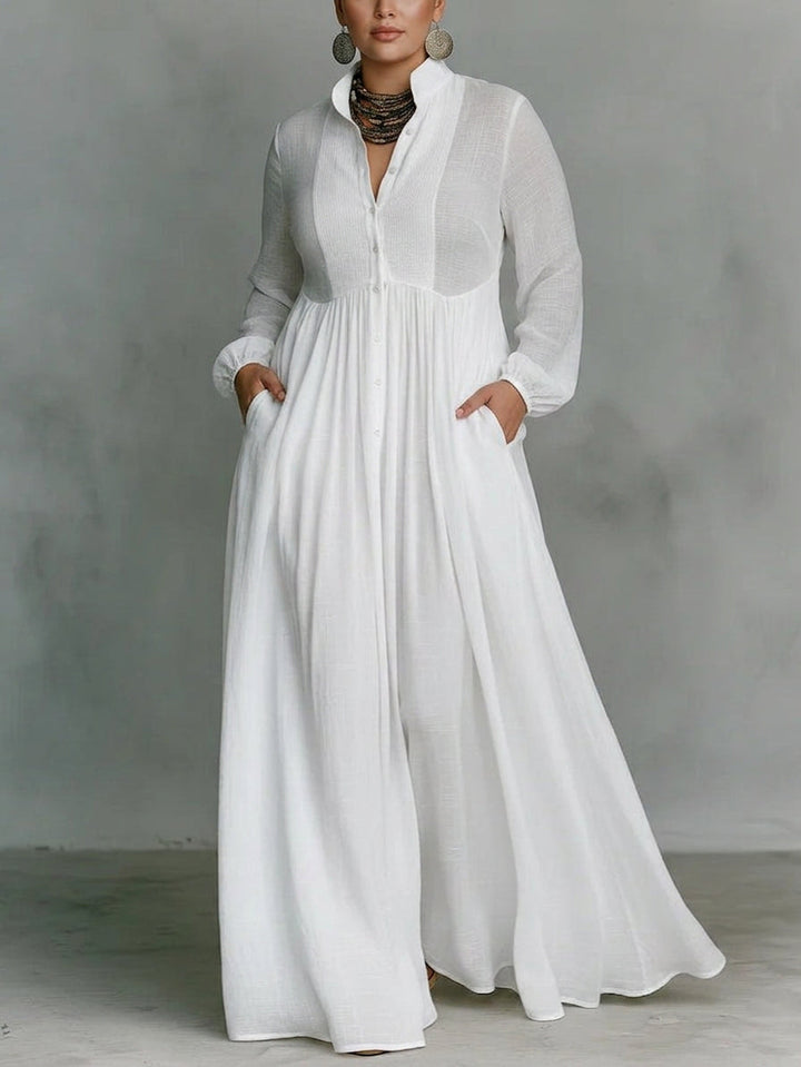 Léonie | Maxi Minimalist Abito with High Collar