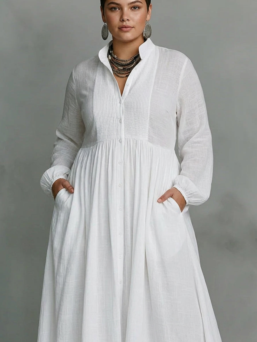 Léonie | Maxi Minimalist Abito with High Collar