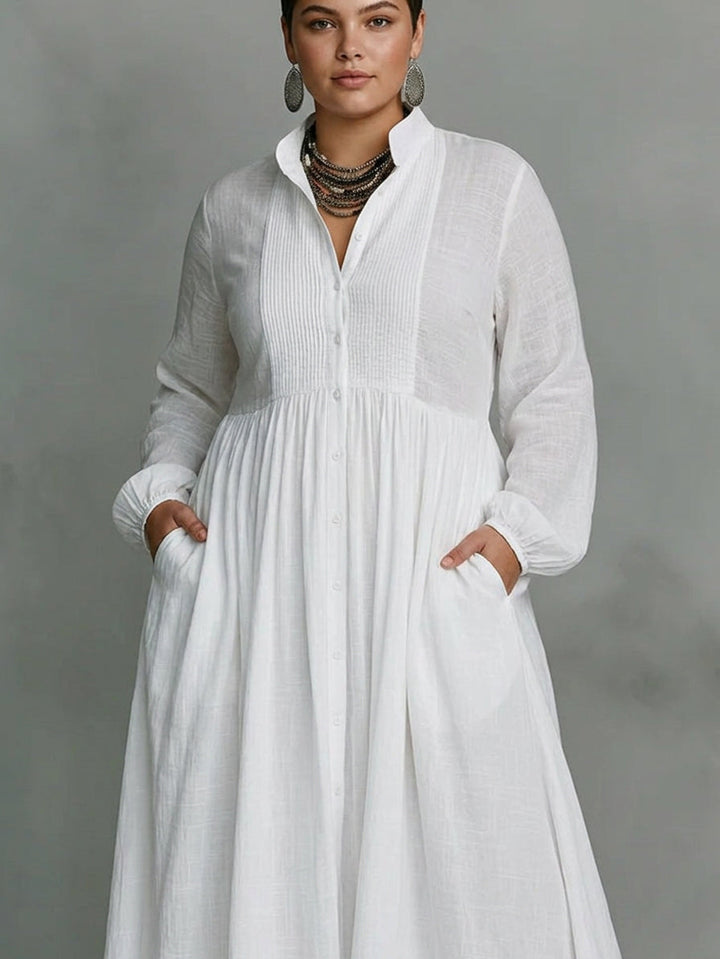 Léonie | Maxi Minimalist Abito with High Collar