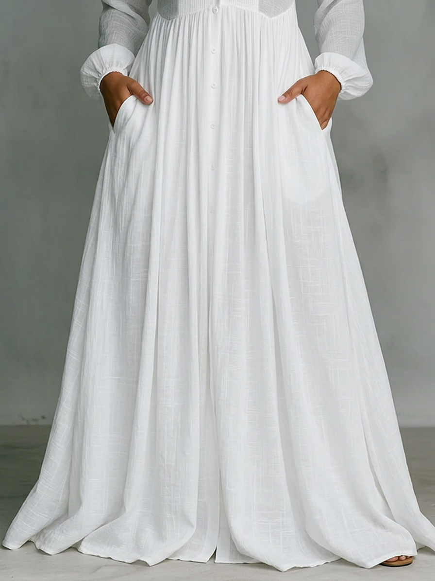 Léonie | Maxi Minimalist Abito with High Collar