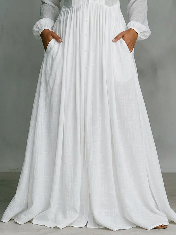 Léonie | Maxi Minimalist Abito with High Collar