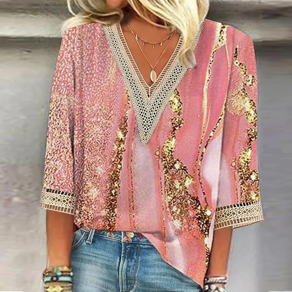Sia | Vintage Pizzo Trim Sheer Camicetta