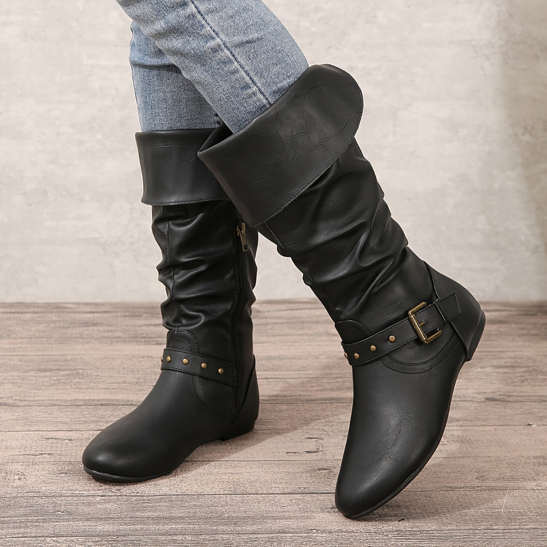 Danica | Women's Knee-High Stivali with Side Zipper