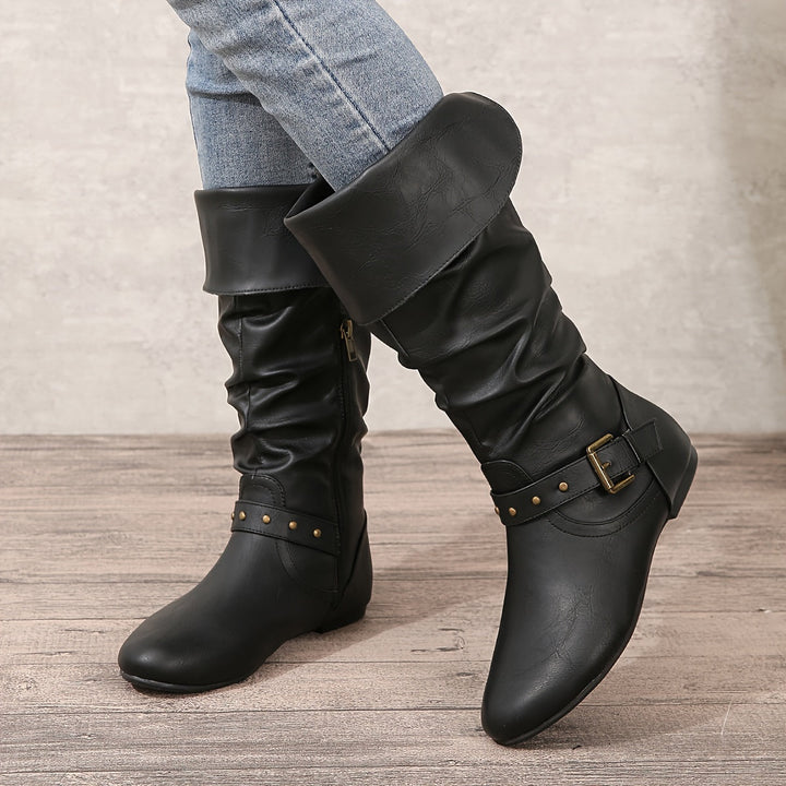 Danica | Women's Knee-High Stivali with Side Zipper