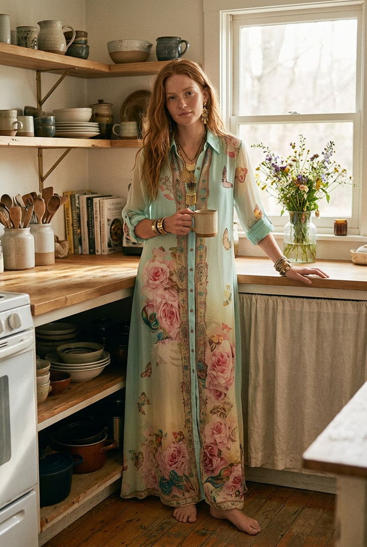 Lark | Maxi Abito in Chiffon Verde Menta