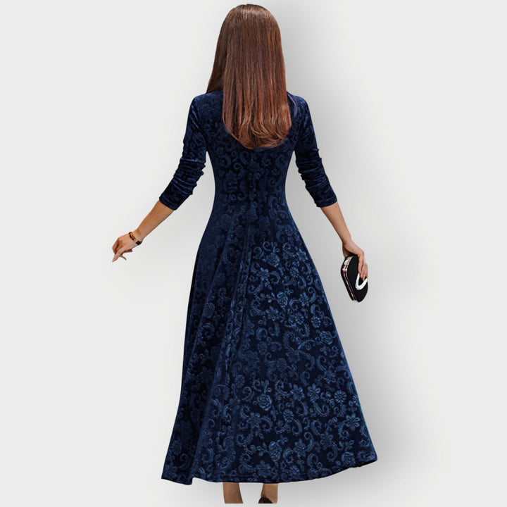 Olevia | Abito Midi in Velluto Jacquard Vintage