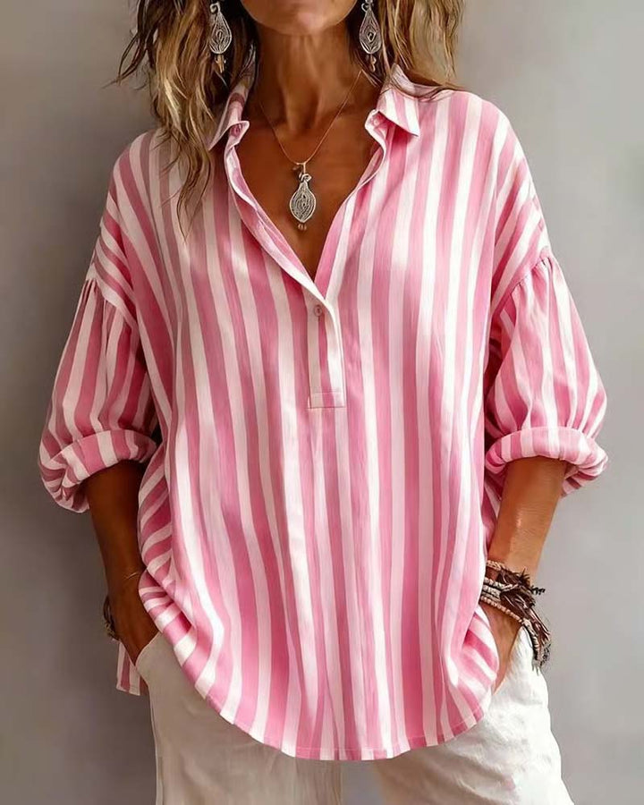 Deborah | Camicetta Ampia a Righe con Colletto