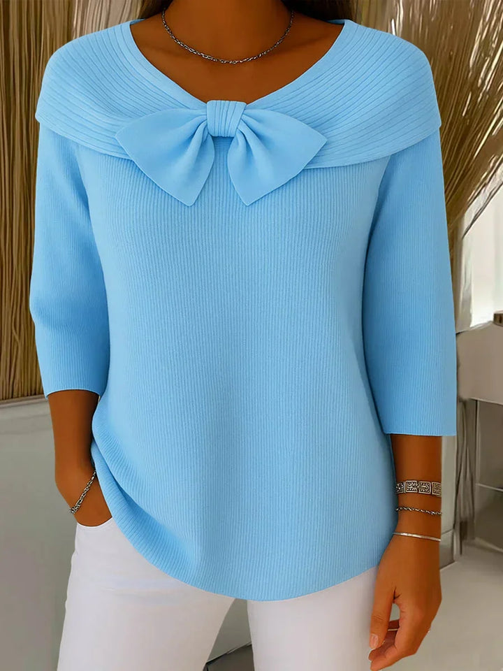 Lindel | Bow Neck a Coste Maglia Top