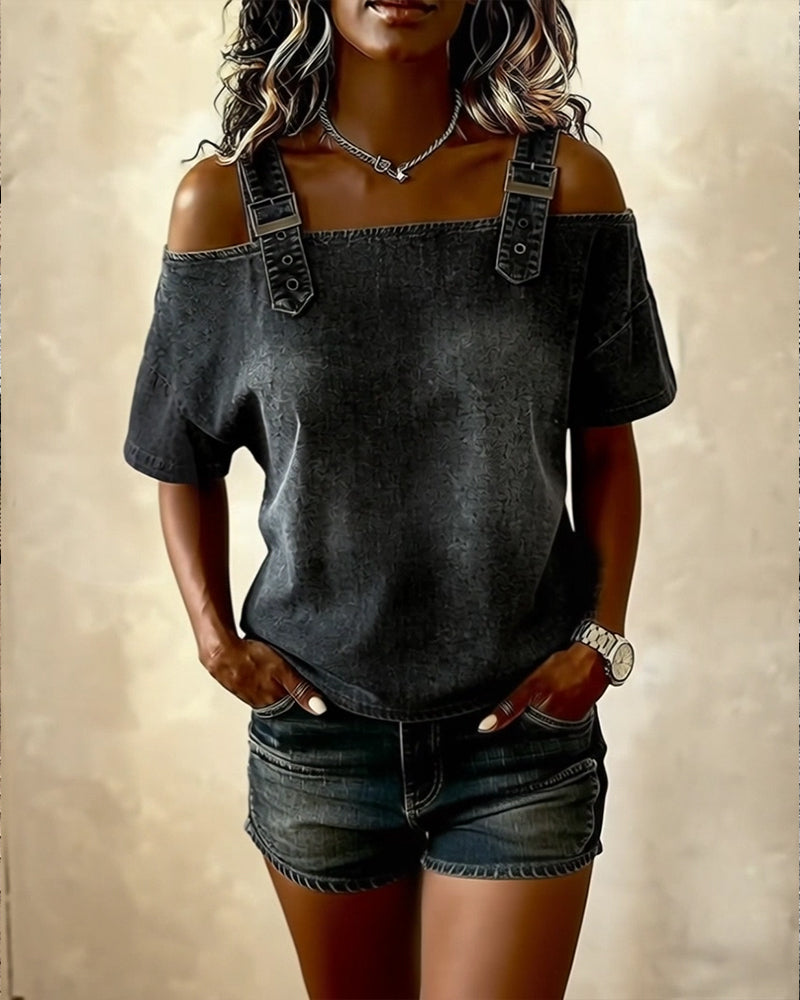 Patricia | Camicia in Denim a Spalle Scoperte