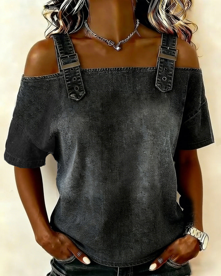 Patricia | Camicia in Denim a Spalle Scoperte