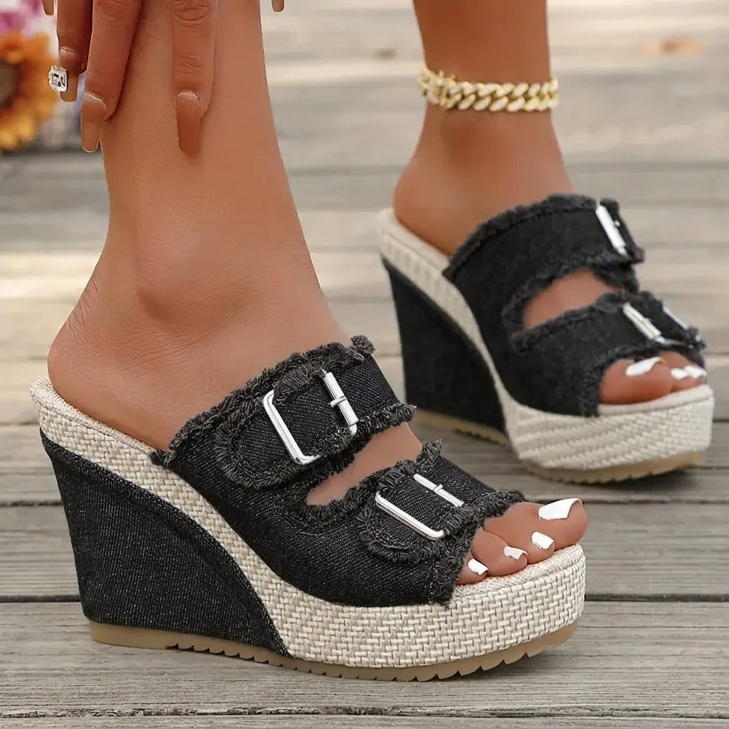 Atelier | Sandali Zeppa con Bordo Sfrangiato