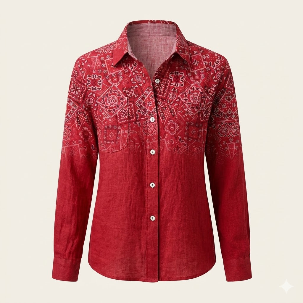 Lacey | Bohémien Stampato Button Camicia