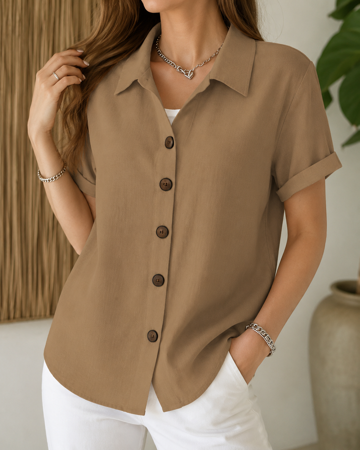 Barrine | Rilassato Button Lino Camicetta
