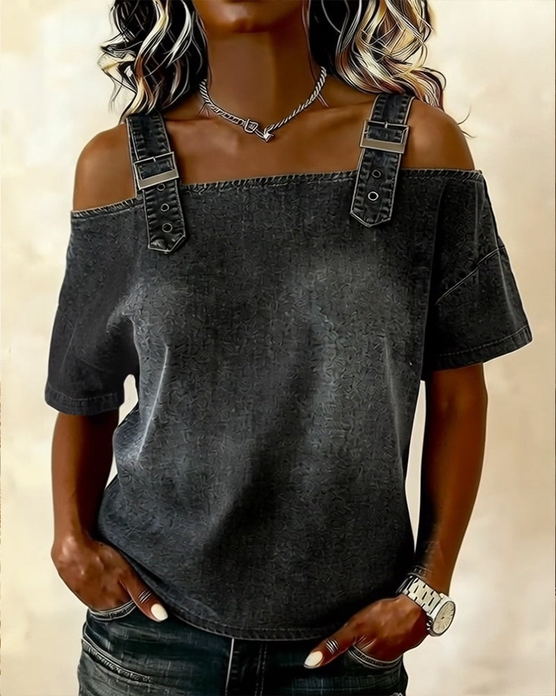 Patricia | Camicia in Denim a Spalle Scoperte