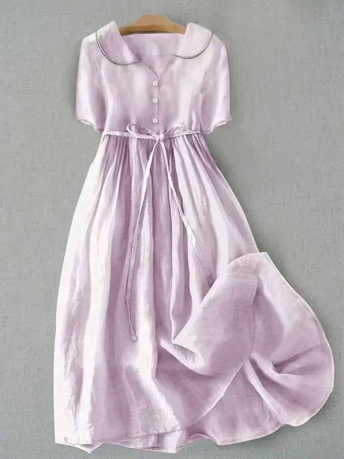 Isla | Elegante Cotone Lino Mid Sleeve Abito