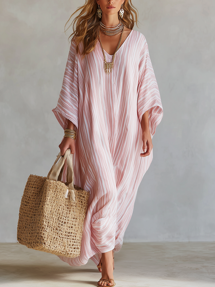 Cleo | Rosa a Righe Kaftan Abito