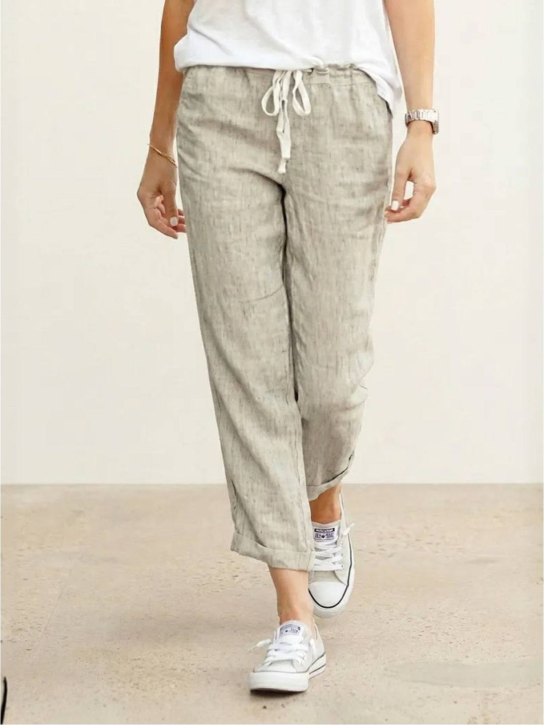 Lettie | Quotidiano Straight Leg Drawstring Lino Pantaloni
