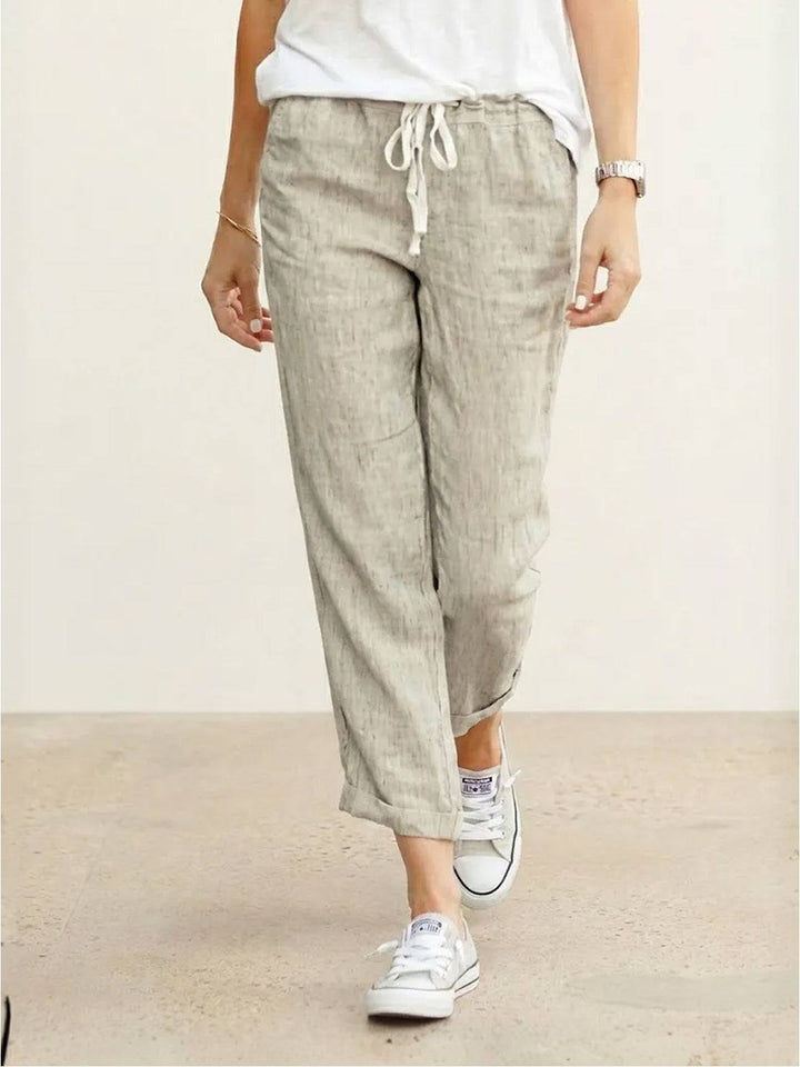 Lettie | Quotidiano Straight Leg Drawstring Lino Pantaloni