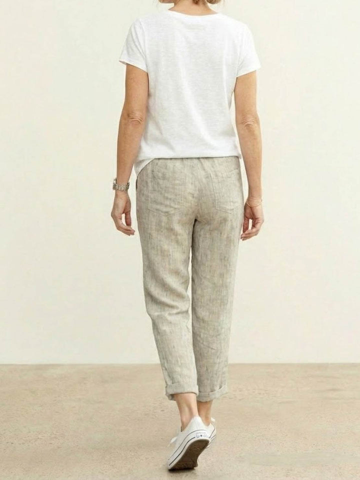 Lettie | Quotidiano Straight Leg Drawstring Lino Pantaloni