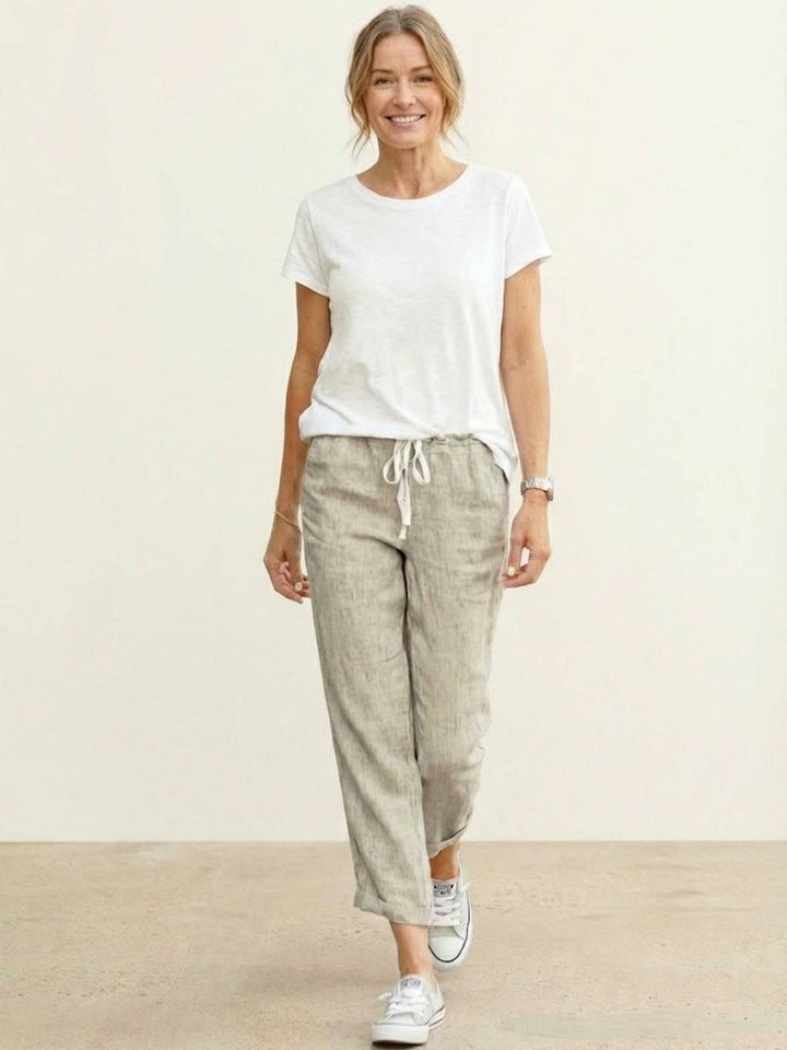 Lettie | Quotidiano Straight Leg Drawstring Lino Pantaloni