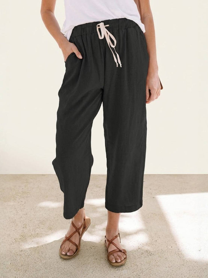 Lettie | Quotidiano Straight Leg Drawstring Lino Pantaloni