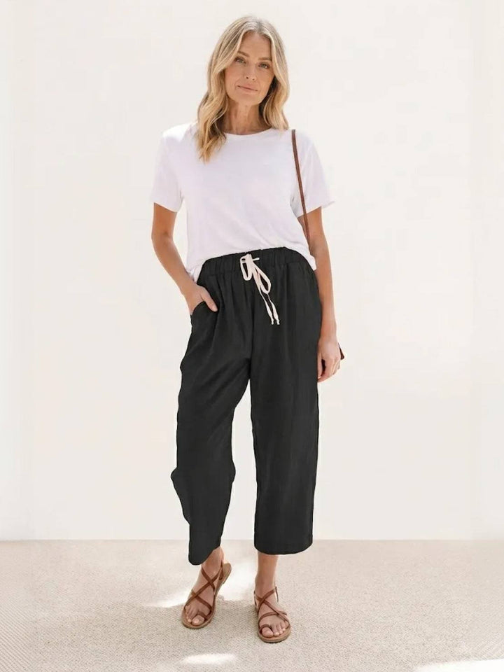 Lettie | Quotidiano Straight Leg Drawstring Lino Pantaloni