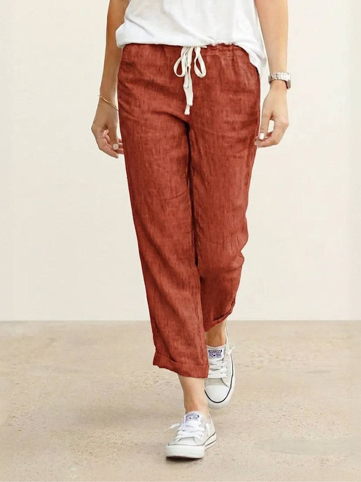 Lettie | Quotidiano Straight Leg Drawstring Lino Pantaloni