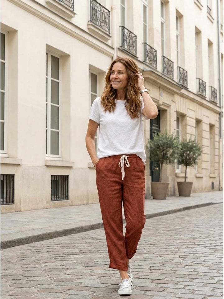 Lettie | Quotidiano Straight Leg Drawstring Lino Pantaloni