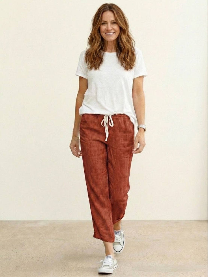 Lettie | Quotidiano Straight Leg Drawstring Lino Pantaloni