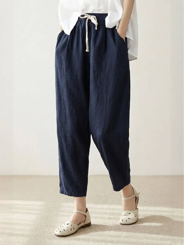 Lettie | Quotidiano Straight Leg Drawstring Lino Pantaloni