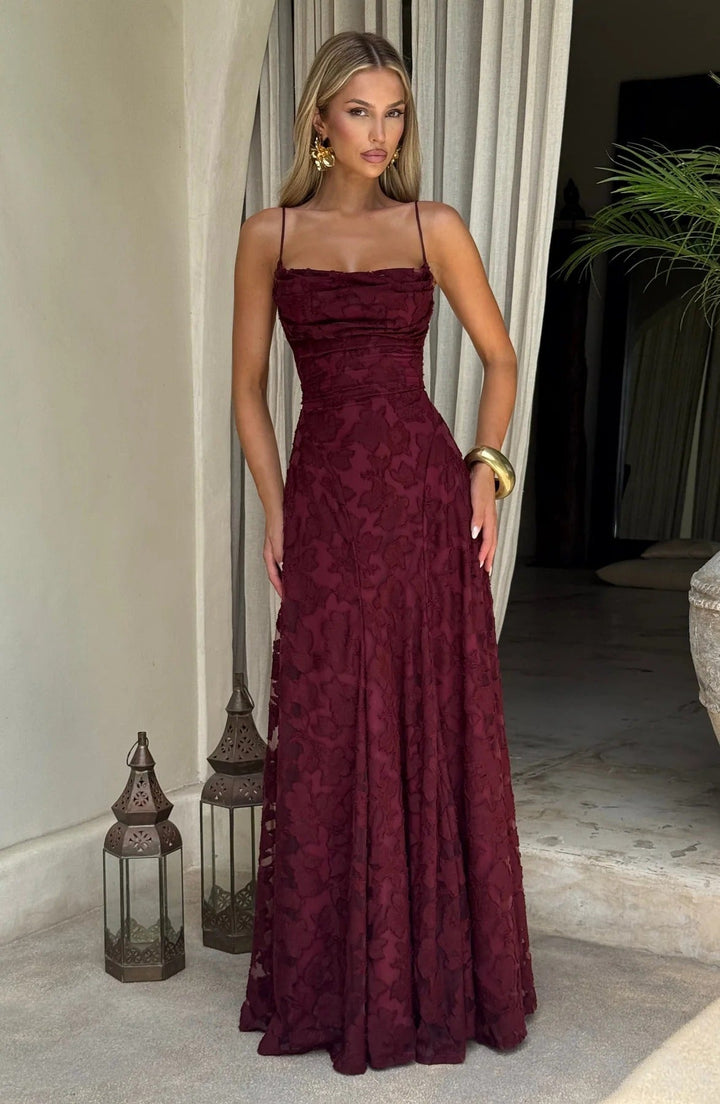 Briar | Abito Maxi in Pizzo Floreale a Linea ad A