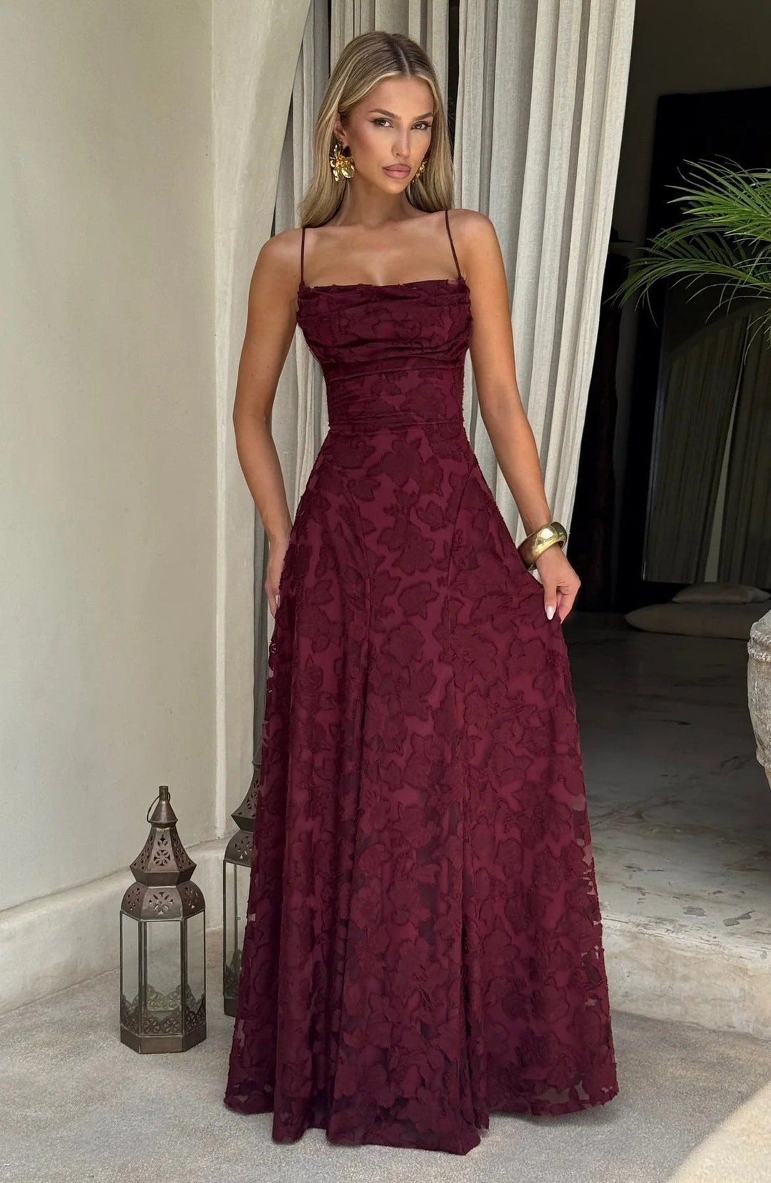 Briar | Abito Maxi in Pizzo Floreale a Linea ad A