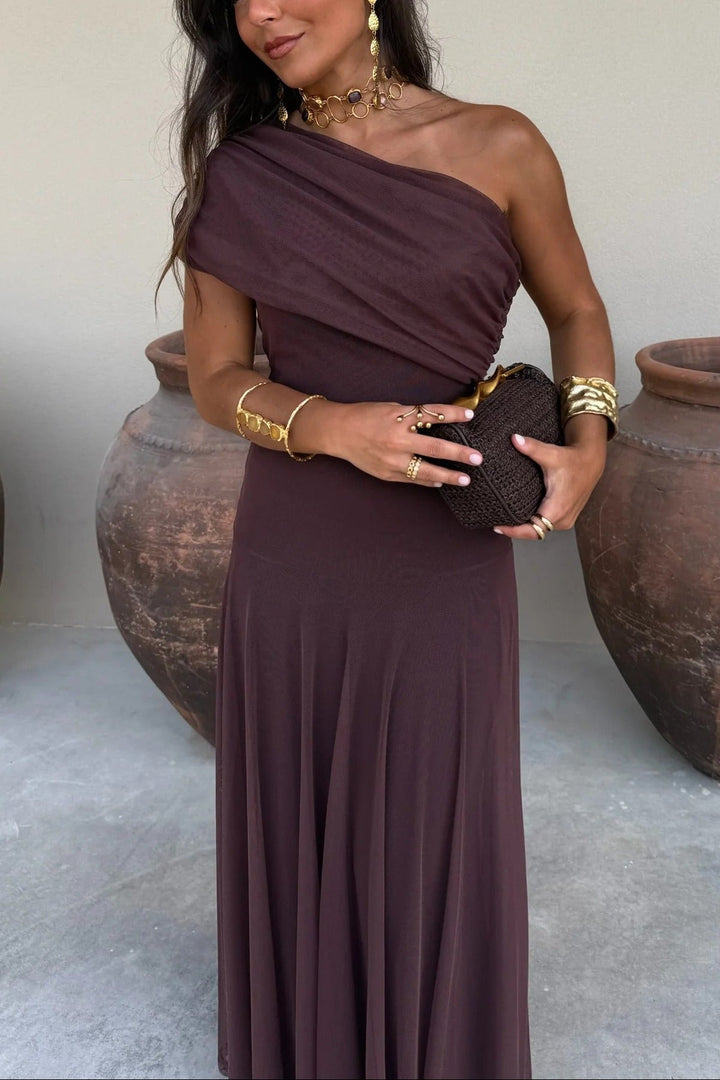 Brittany | Abito Maxi Monospalla Drappeggiato