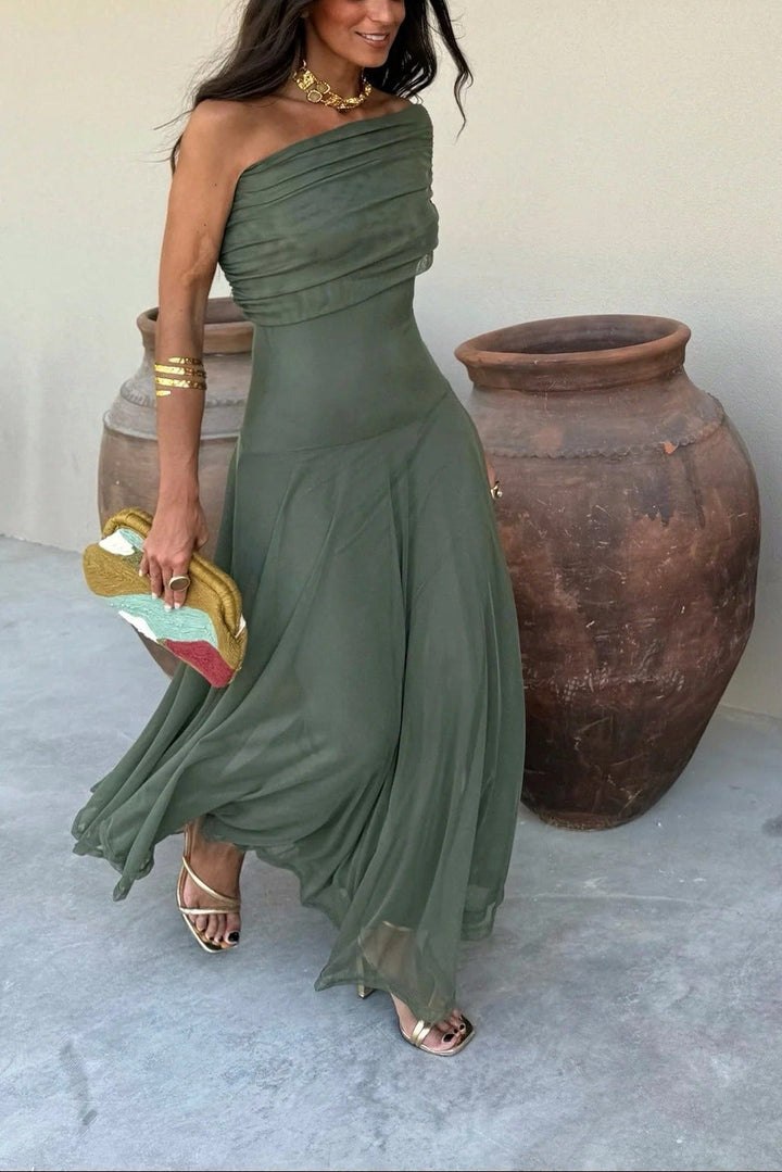 Brittany | Abito Maxi Monospalla Drappeggiato
