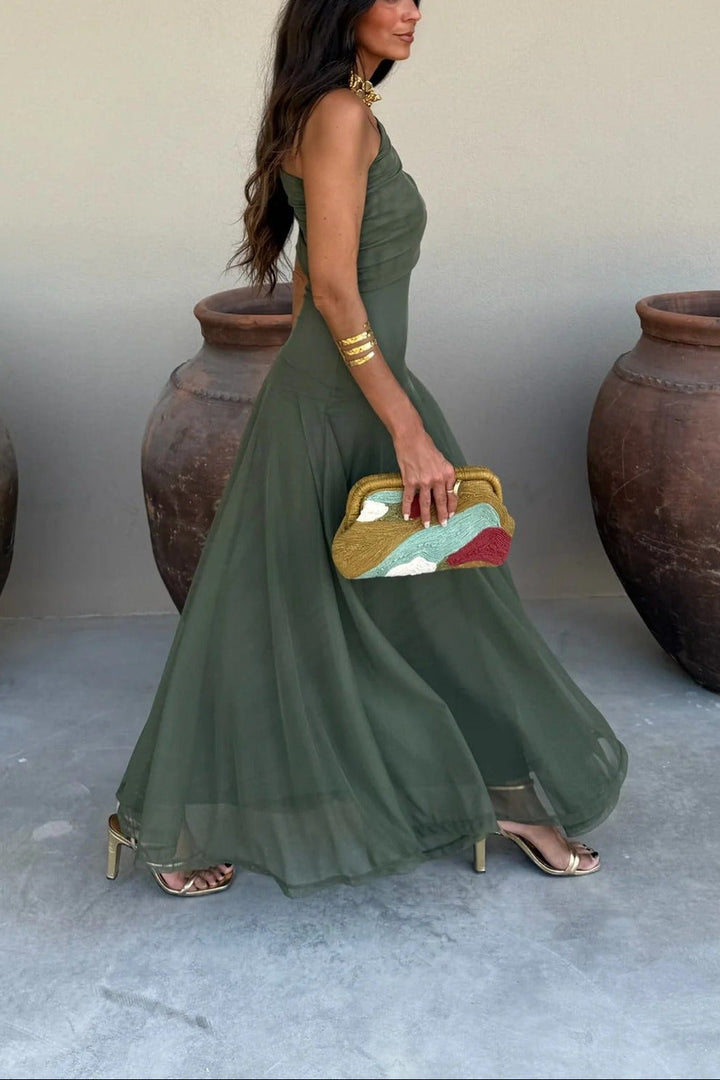 Brittany | Abito Maxi Monospalla Drappeggiato