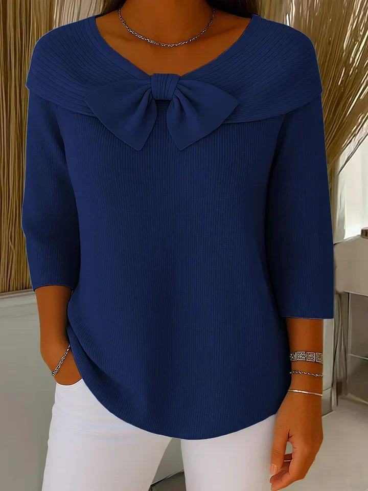Lindel | Bow Neck a Coste Maglia Top