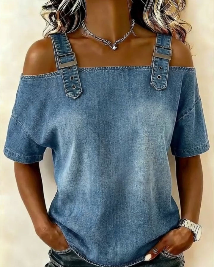 Patricia | Camicia in Denim a Spalle Scoperte