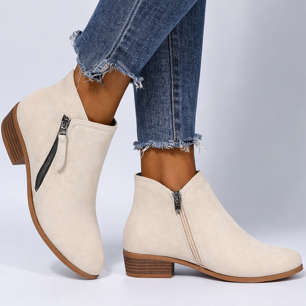 Mona | Women’s Ankle Stivali | Side-Zip Design with Low Tacco