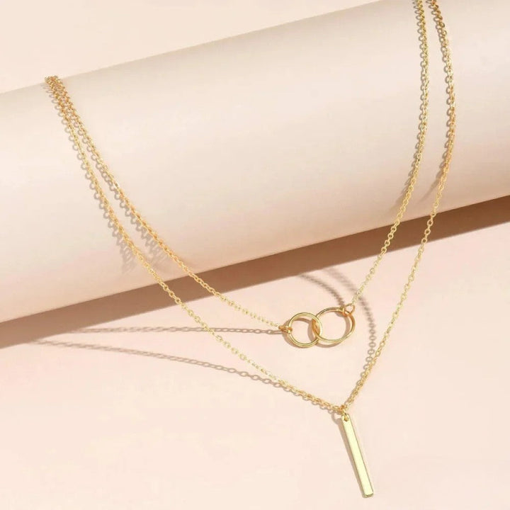 Retro Oro Double Circle Pendant Collana