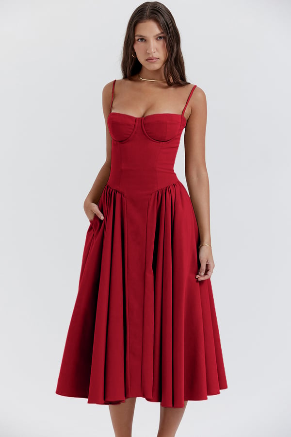 Calliope | Abito Midi con Bustier e Linea ad A