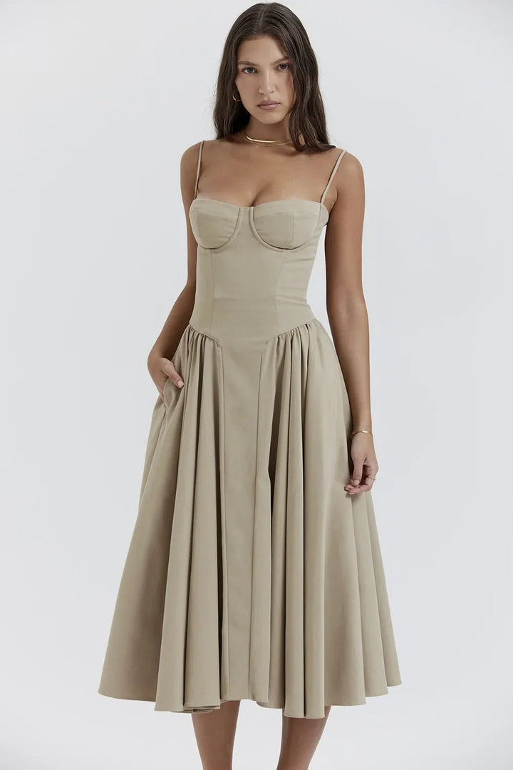 Calliope | Abito Midi con Bustier e Linea ad A