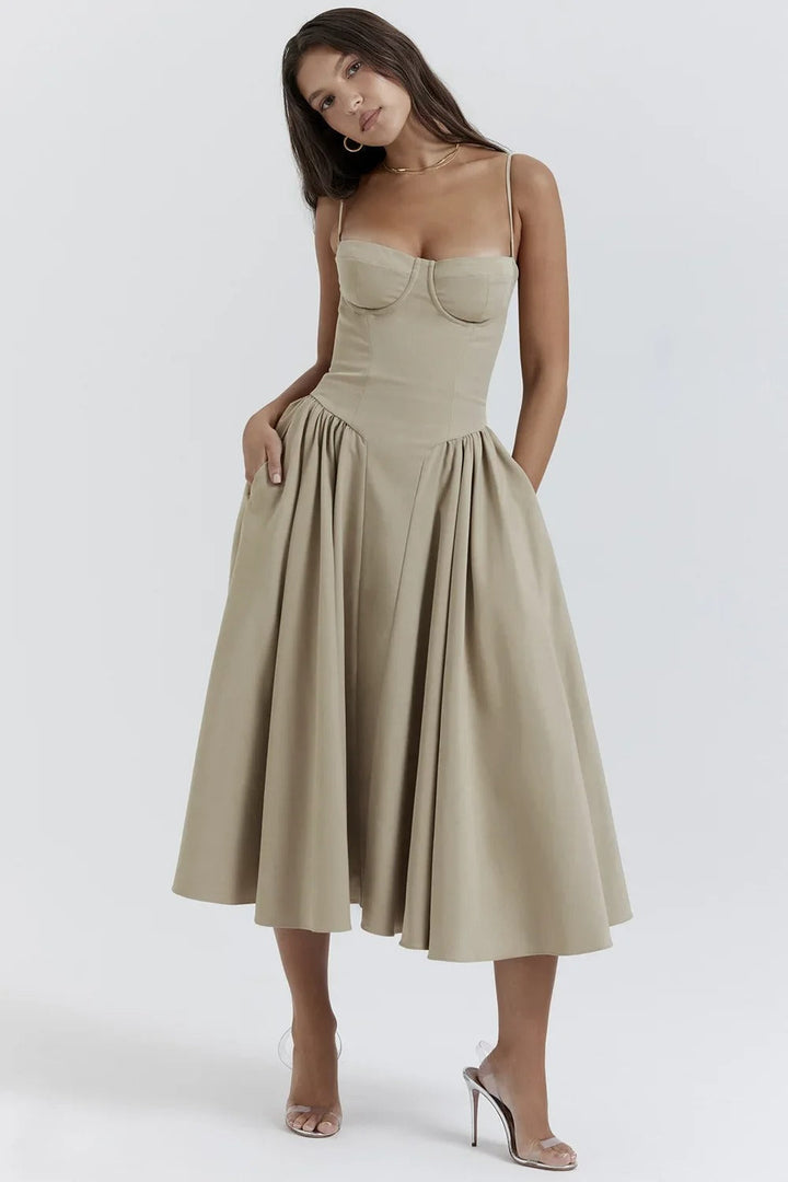 Calliope | Abito Midi con Bustier e Linea ad A