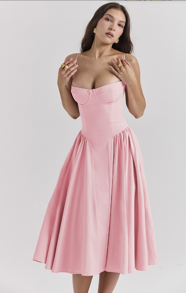 Calliope | Abito Midi con Bustier e Linea ad A