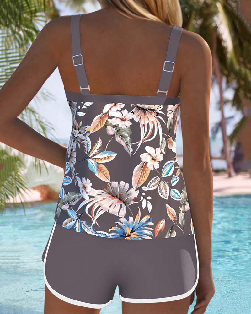 Imke | U-Neck Senza Maniche Stampato Tankini