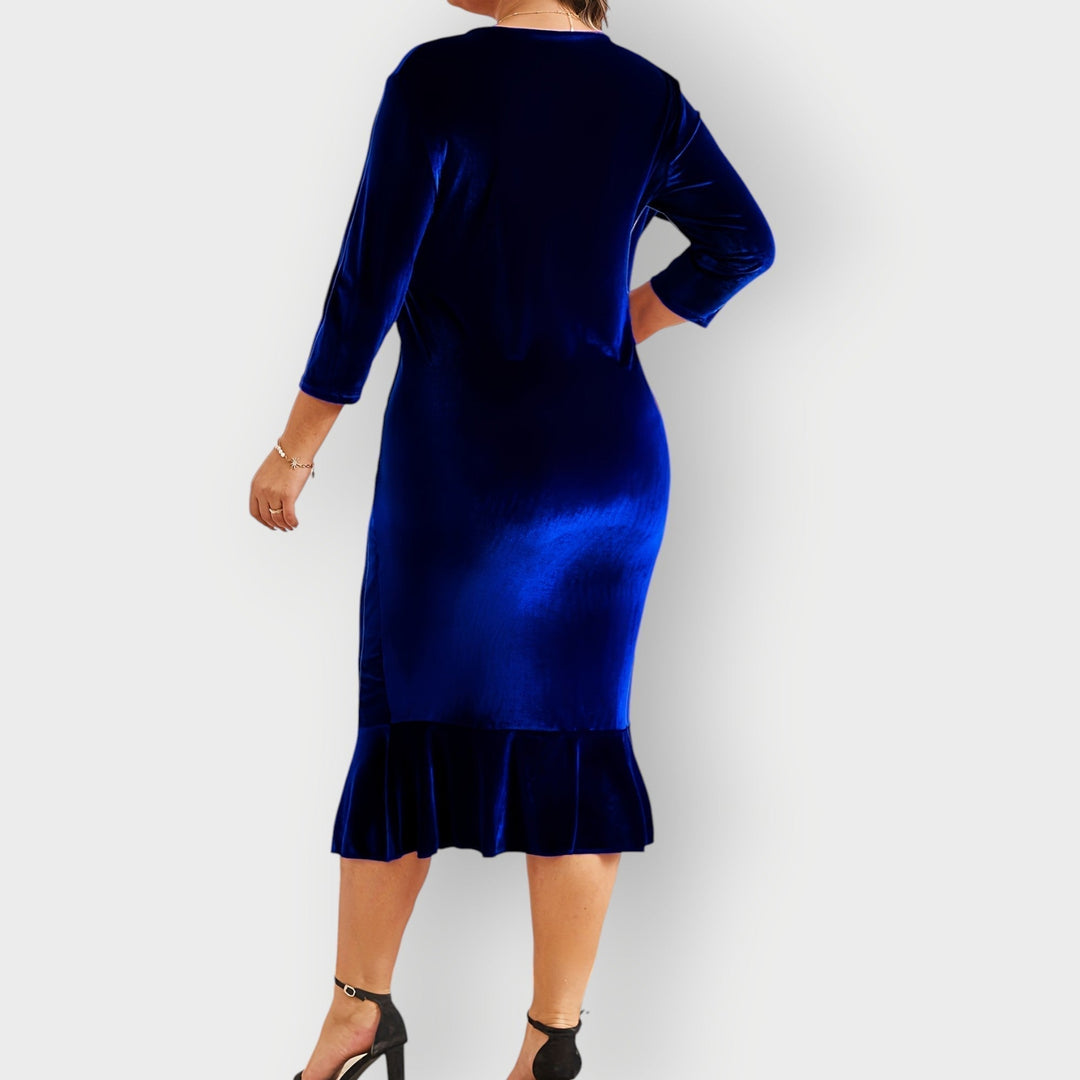 Vaerine | Abito Midi in Velluto con Balze
