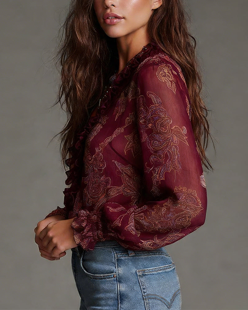 Demi | Zip Ruffled Retro Camicetta