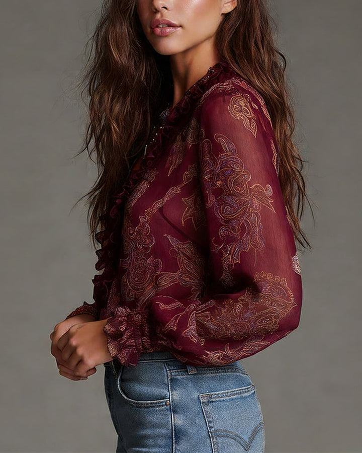 Demi | Zip Ruffled Retro Camicetta